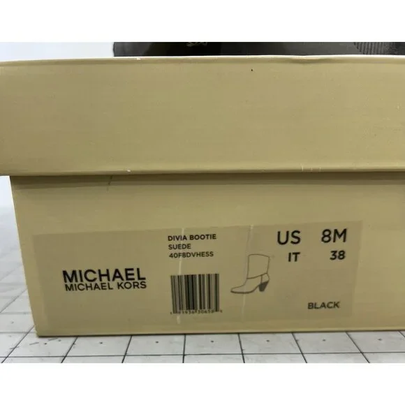Michael Kors Divia Bootie Black Suede High Heel Boots Women's Sz. 8 US 38 EU - Picture 4 of 9